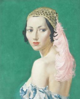 Sir William Russell Flint, R.A., P.R.W.S., R.S.W. - The Pink Feather