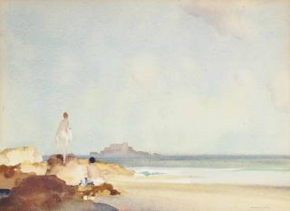 Sir William Russell Flint, R.A., P.R.W.S., R.S.W. - The Secluded Beach