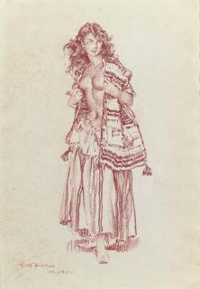 Sir William Russell Flint, R.A., P.R.W.S., R.W.S. - The striped saddlebag