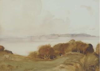 Sir William Russell Flint, R.A., P.R.W.S. - Loch Lomond from the golf course
