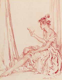 Sir William Russell Flint, R.A. - Cecilia - The Earnest Reader