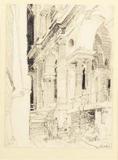 Sir William Russell Flint, R.A. - Outside the Basilica