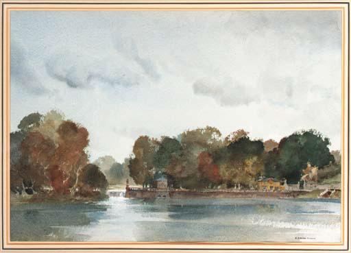 Sir William Russell Flint, R.A. - The Lake, Studley, Royal - Autumn
