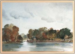 Sir William Russell Flint, R.A. - The Lake, Studley, Royal - Autumn
