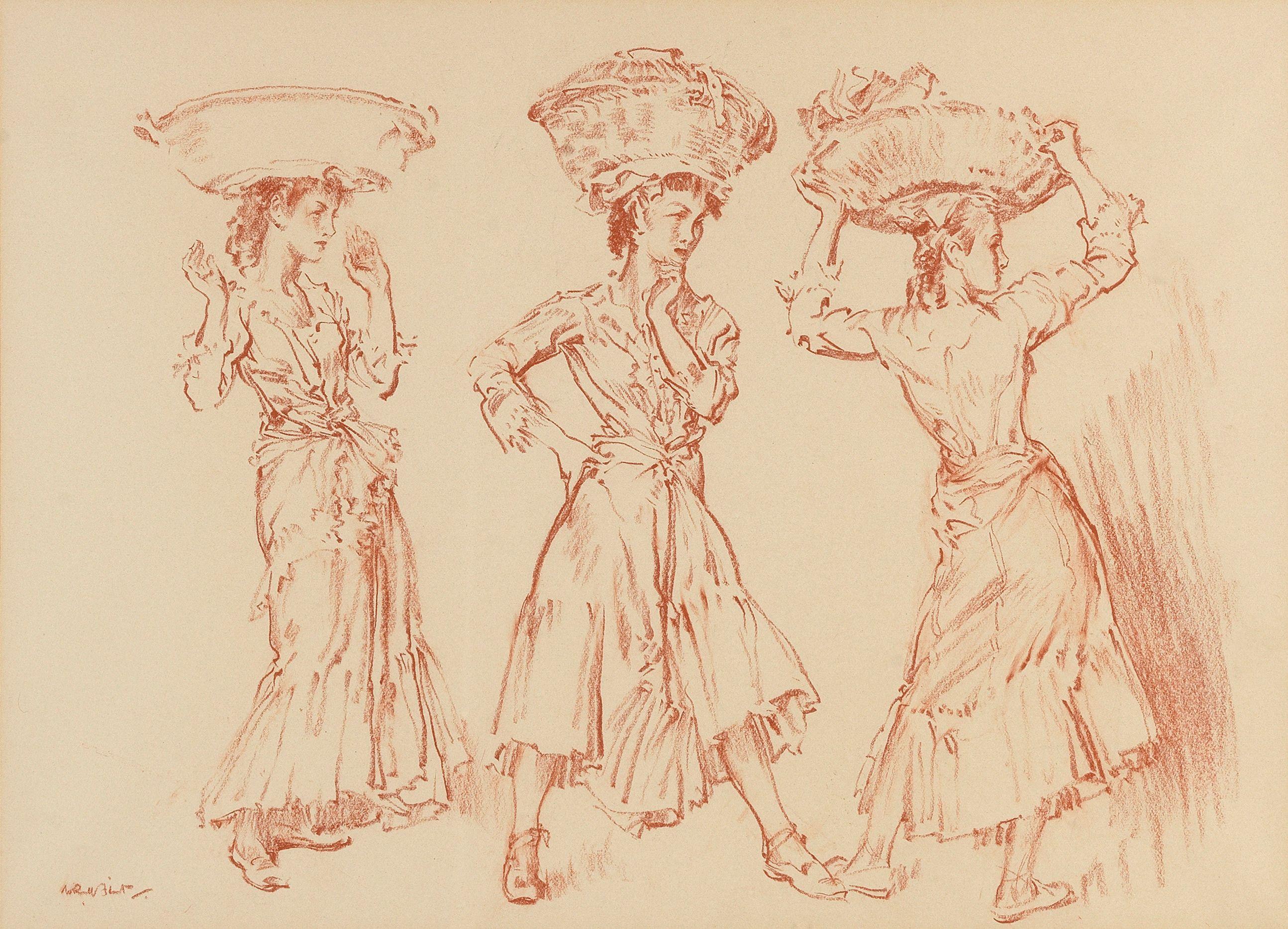 Sir William Russell Flint Ra Prws - Balanced baskets