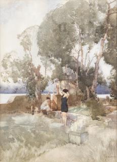 Sir William Russell Flint, RA, PRWS - In the dappled shade