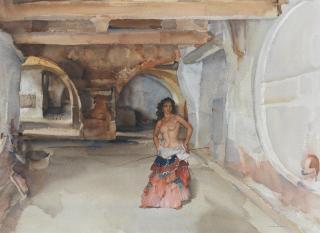 Sir William Russell Flint RA PRWS - Model for a Bacchante