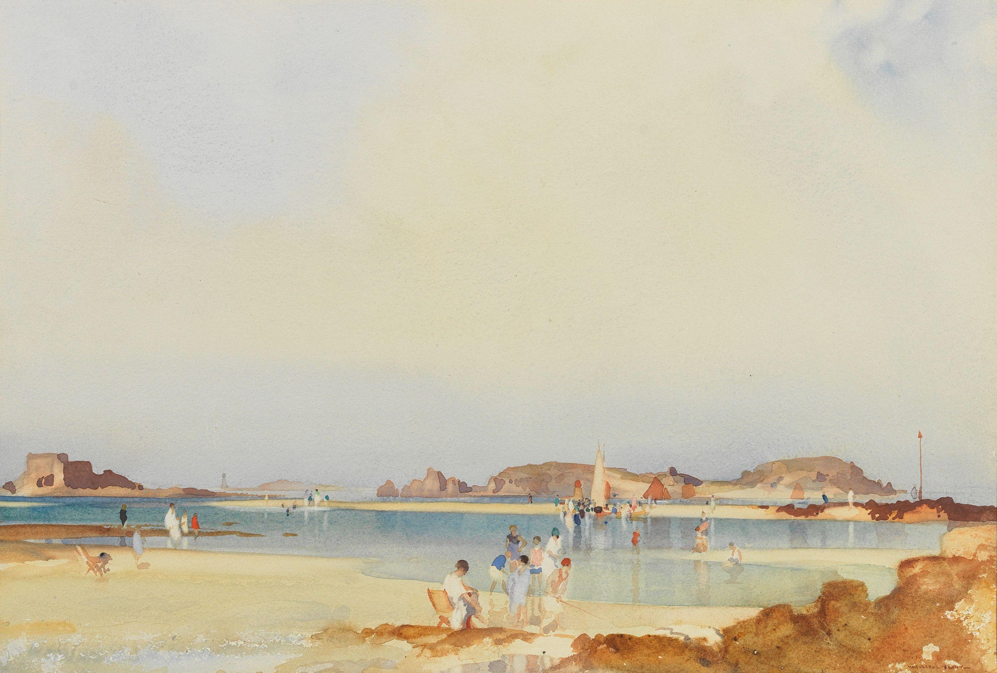 Sir William Russell Flint RA PRWS - On The Beach At Low Tide