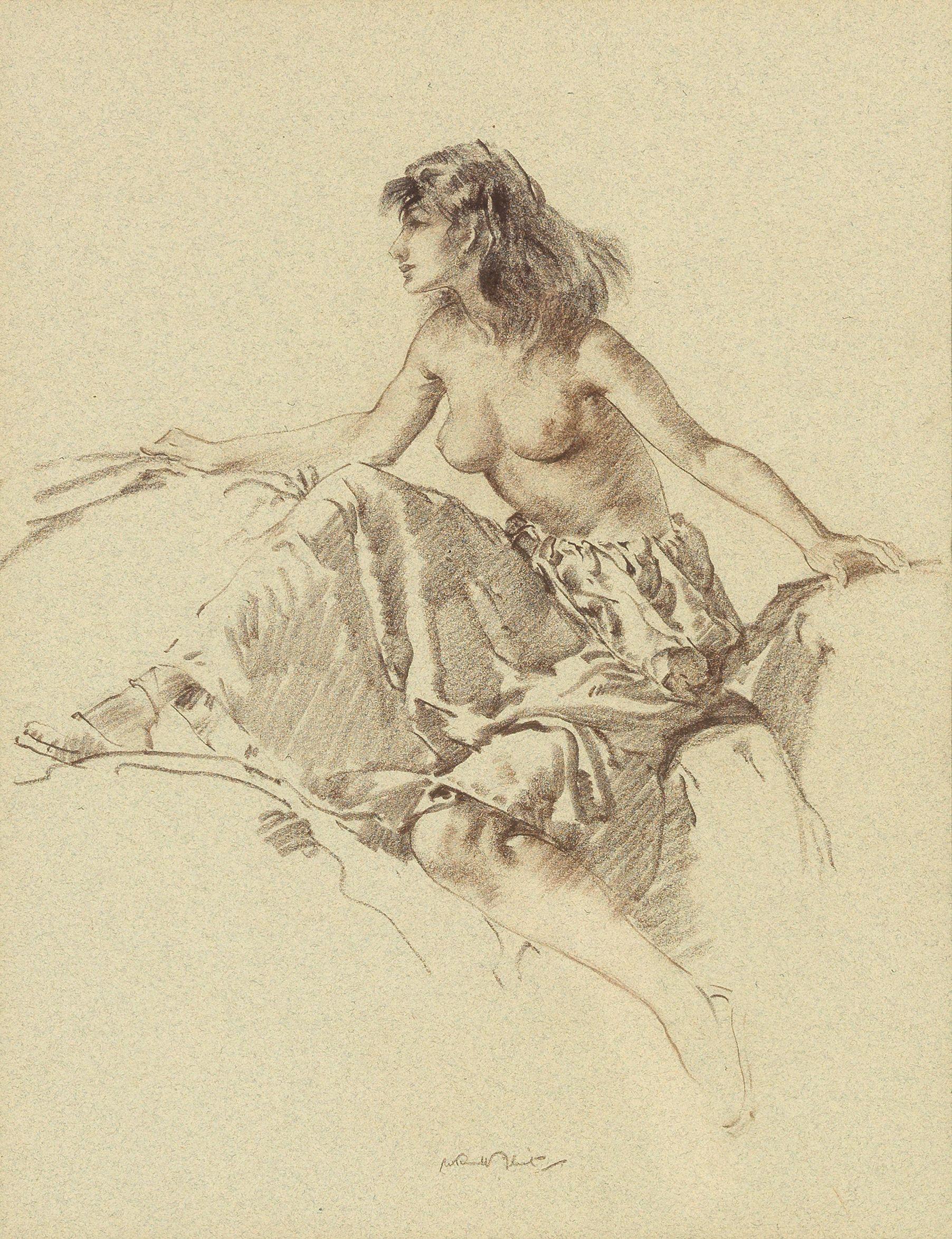 Sir William Russell Flint RA PRWS - Seated Model