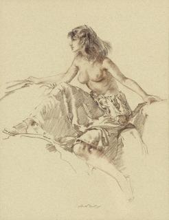 Sir William Russell Flint RA PRWS - Seated Model