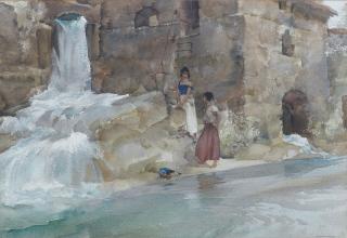 Sir William Russell Flint RA PRWS - \'The Miller\'s Daughters, Gervanne\'