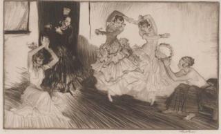 Sir William Russell Flint RA - Clatter and whirl, Granada