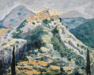 Sir Winston Churchill, K.G., O.M., F.R.S., Hon. R.A. - A View Of Eze In The Alpes-Maritimes