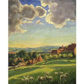 Sir Winston Churchill, K.G., O.M., F.R.S., Hon. R.A. - Chartwell Landscape With Sheep