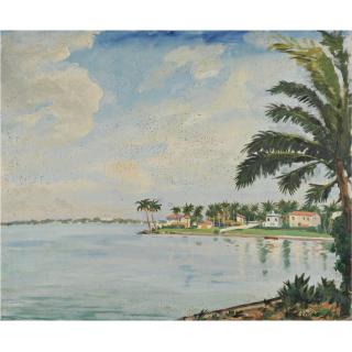 Sir Winston Churchill, K.G., O.M., F.R.S., Hon. R.A. - Scene From The Venetian Causeway, Miami Beach, Florida