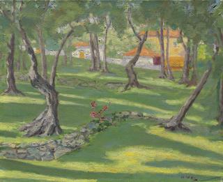 Sir Winston Churchill, O.M., R.A. - The Ancient Olive Grove at La Dragonnière, Cap Martin
