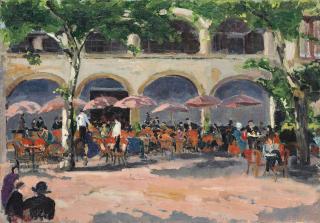 Sir Winston Spencer Churchill, O.M., R.A. - Café at St. Jean de Luz
