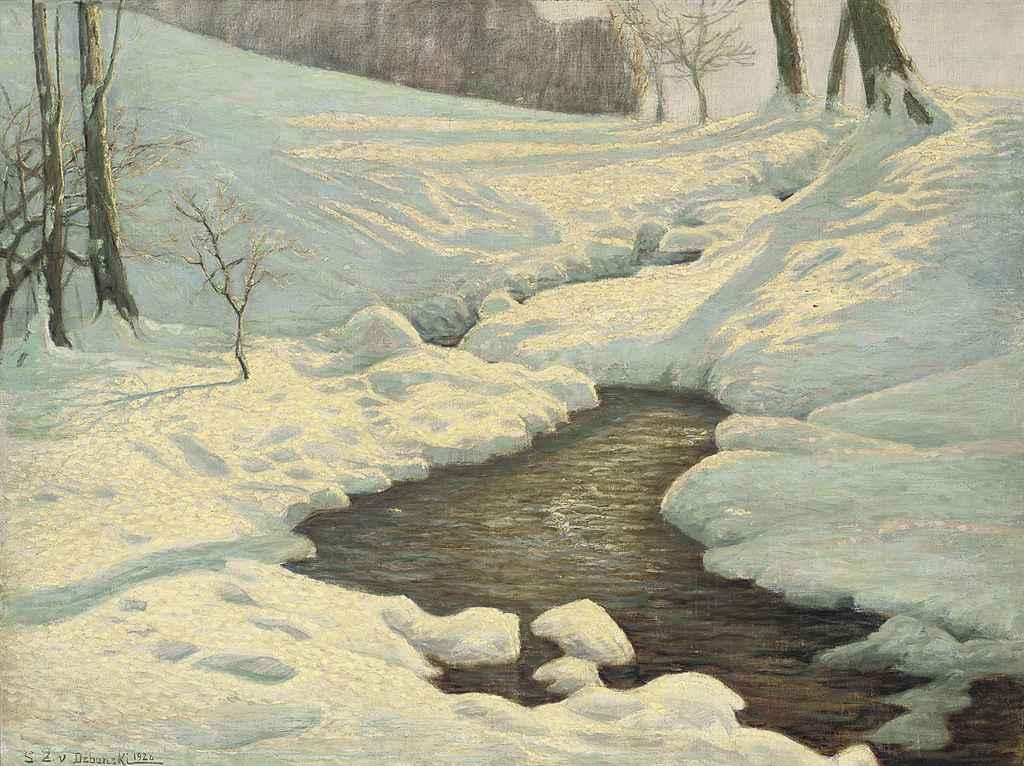 Sixtus Z. von Dzbanski - A stream in the snow