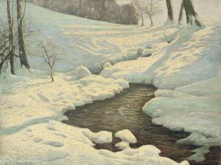 Sixtus Z. von Dzbanski - A stream in the snow