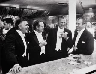 Slim Aarons - Kings of Hollywood (Clark Gable, Van Heflin, Gary Cooper and James Stewart), Romanoff\'s, New Year\'s Eve