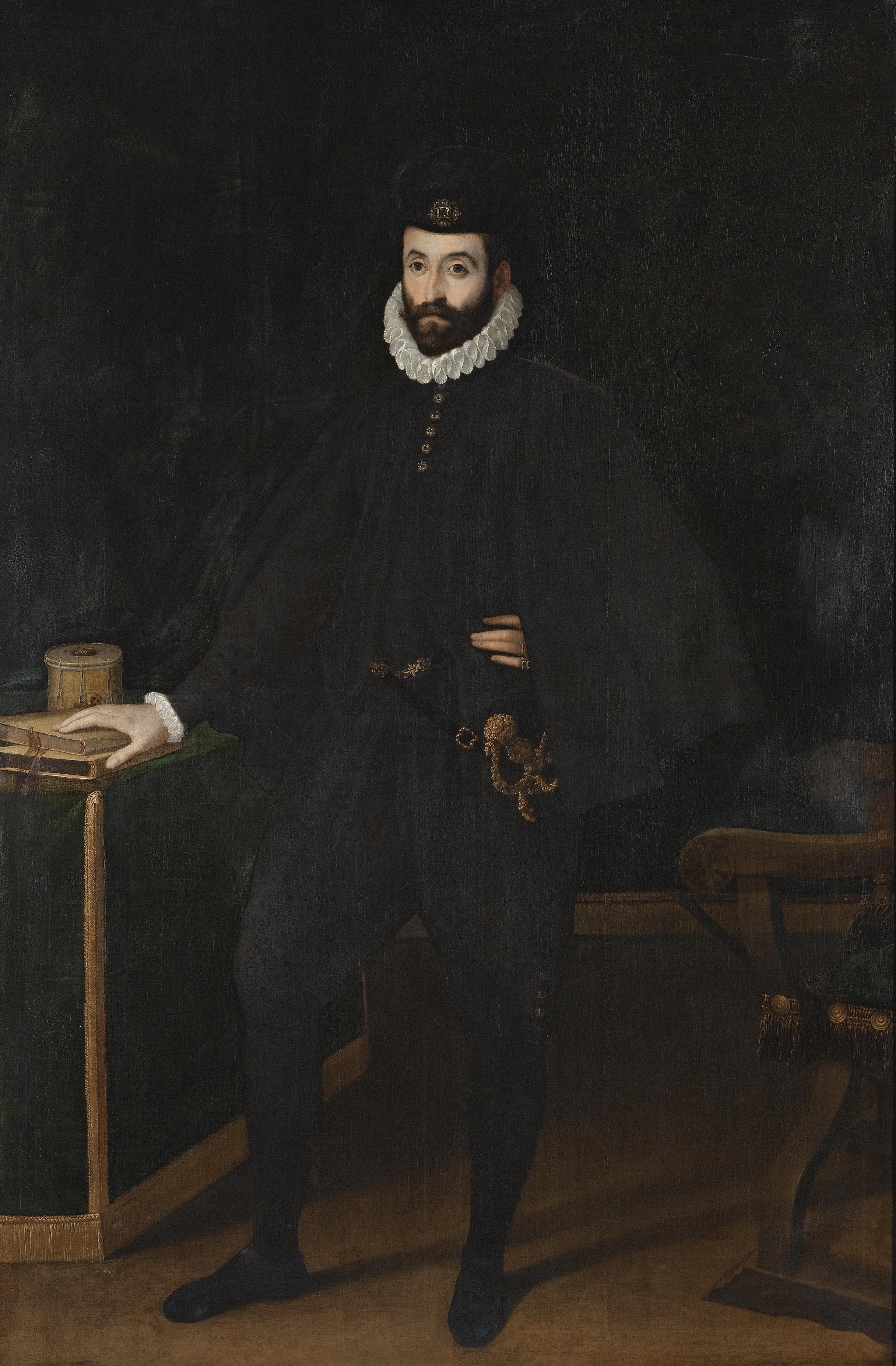 Sofonisba Anguissola - Portrait Of Francesco I De Medici, Grand Duke Of Tuscany (1541-1587), Full Length, Standing Beside A Table