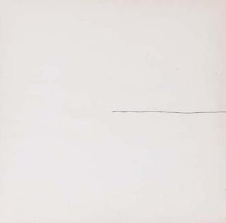 Sol Lewitt - A Line, Not Straight, Drawn From The Midpoint of The Left Side To The Center of The Page