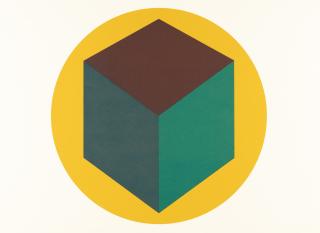 Sol LeWitt - Centered Cube Within a Yellow Circle