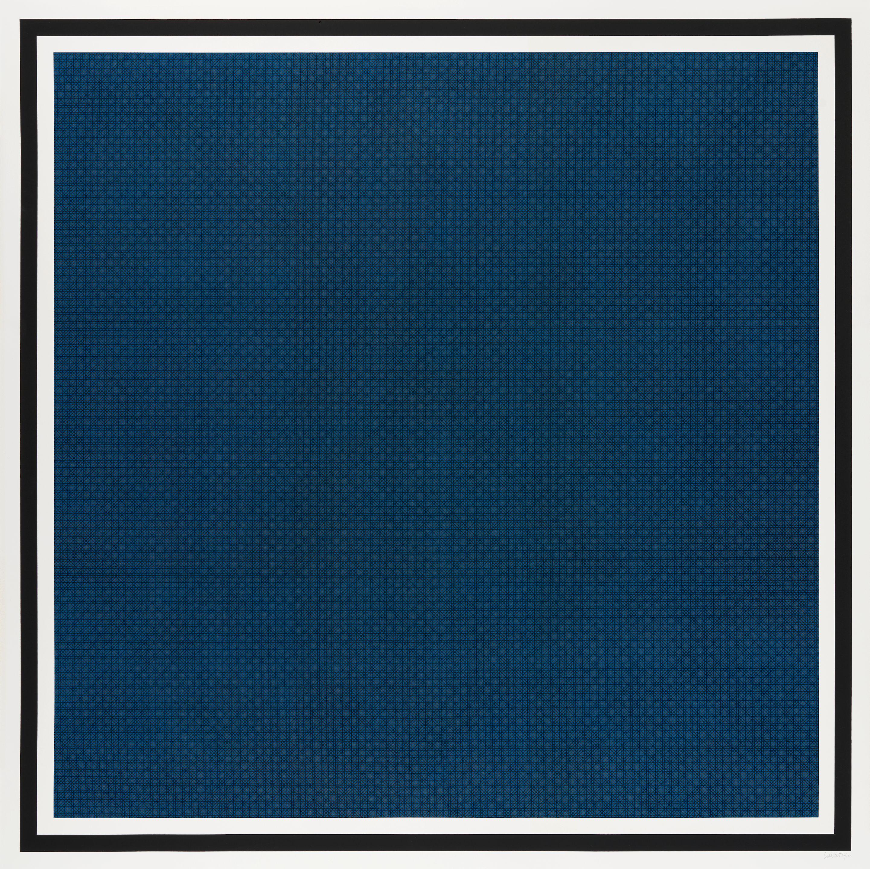 Sol LeWitt - Colors with Lines in Four Directions, Within a Black Border (Blue), from Four x Four x Four
