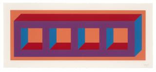 Sol Lewitt - Four Color Isometric Figure - B (Purple, Red, Blue, Orange)