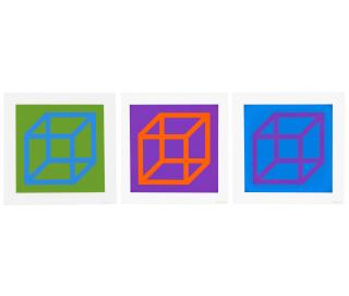 Sol Lewitt - Open Cube in Color on Color: three plates