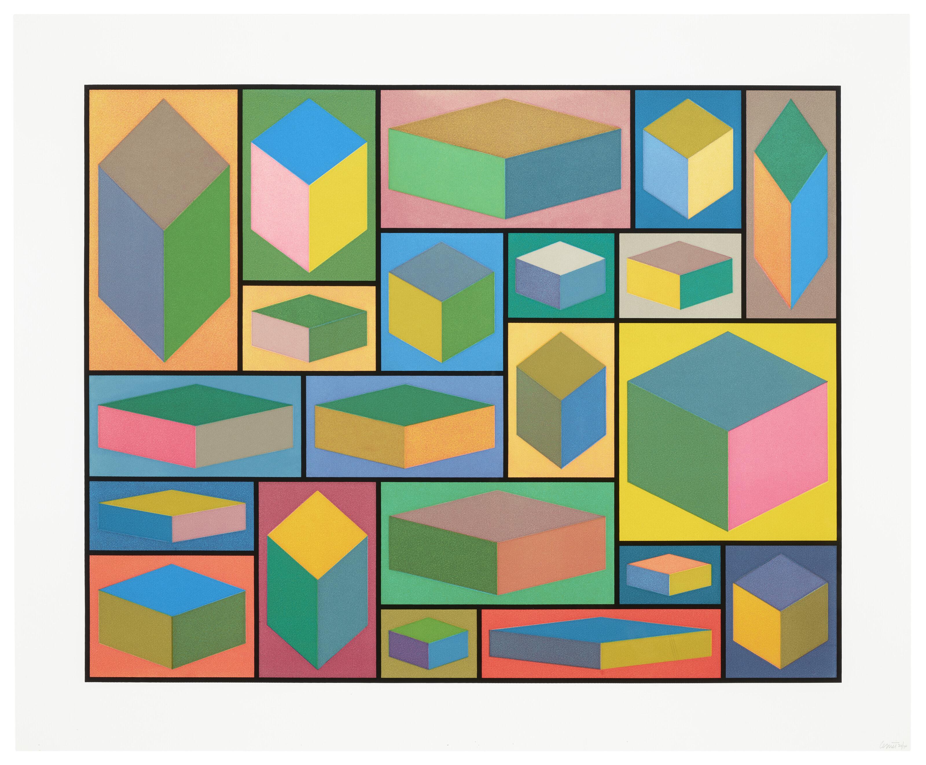 Sol LeWitt - Plate #04, from Distorted Cubes