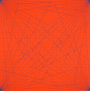 Sol Lewitt - Plate 4, from Lines In Color on Color From Corners Sides and Centers to Specific Points on a Grid