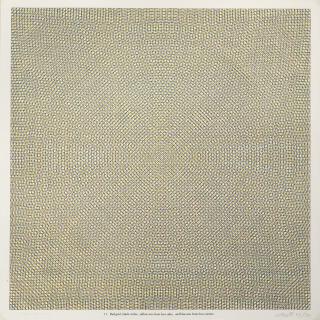 Sol Lewitt - Red grid, black circles, yellow arcs from four sides, and blue arcs from four corners