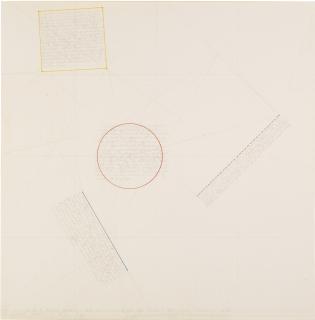 Sol LeWitt - The Location Of A Black Broken Line, Red Circle, Yellow Square And Blue Straight Line