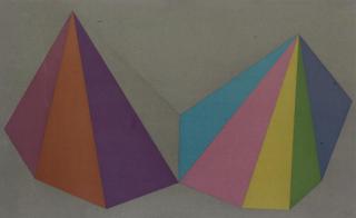 Sol LeWitt - Two Asymmetrical Pyramids: One Plate (Grey) (see T. S54)