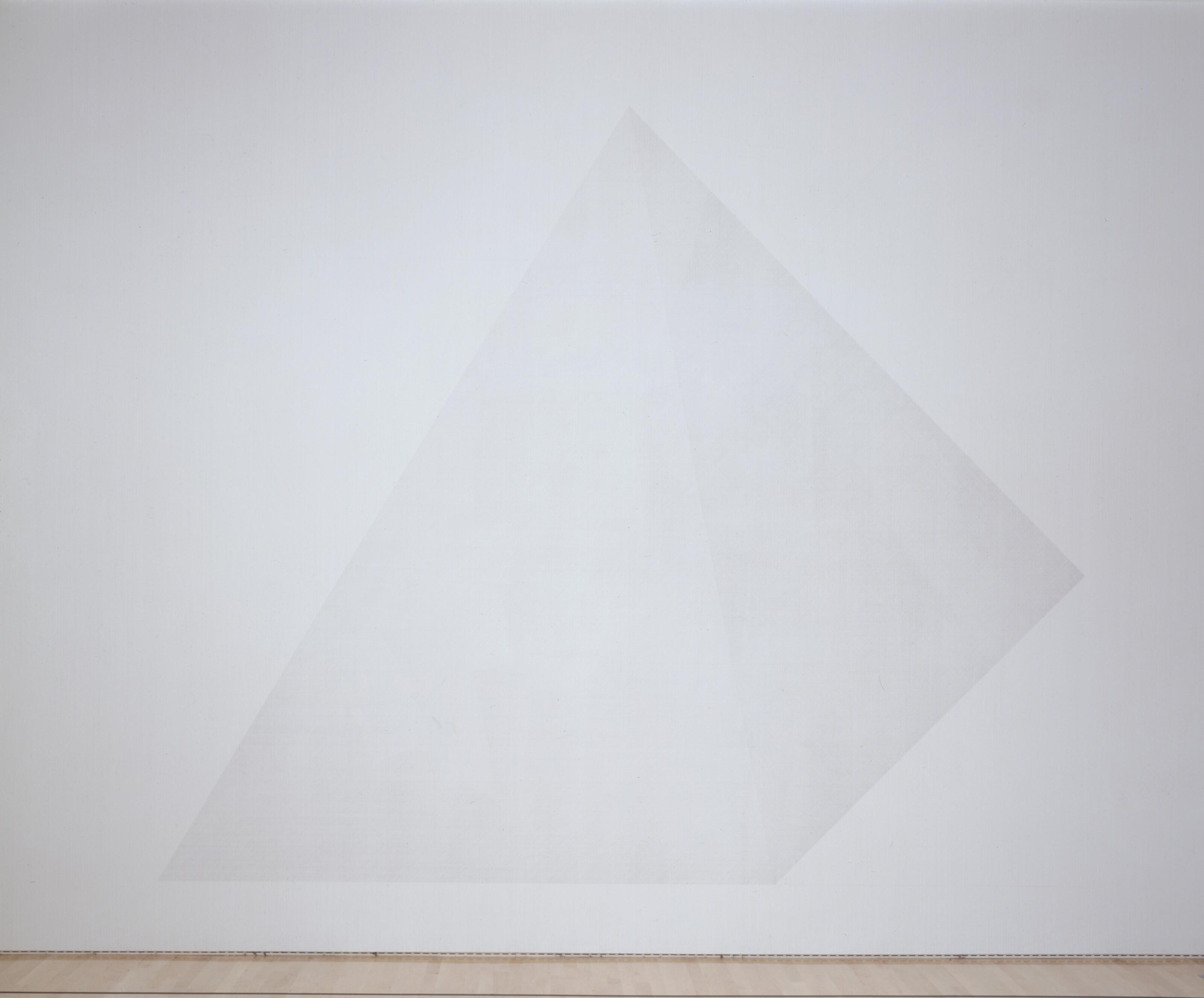 Sol Lewitt - Wall Drawing #377, Isometric figure with background, drawn with lines in four directions