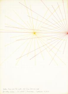 Sol Lewitt - Yellow Lines From The Center, Red Lines From One Side
