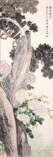 Song Meiling - Chrysanthemum and Two Paradise Flycatcher