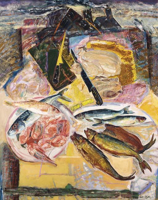 Sonia Lawson, R.A., R.W.S. - Keen Knife Fable: The Chicken, The Fish And The Prawn