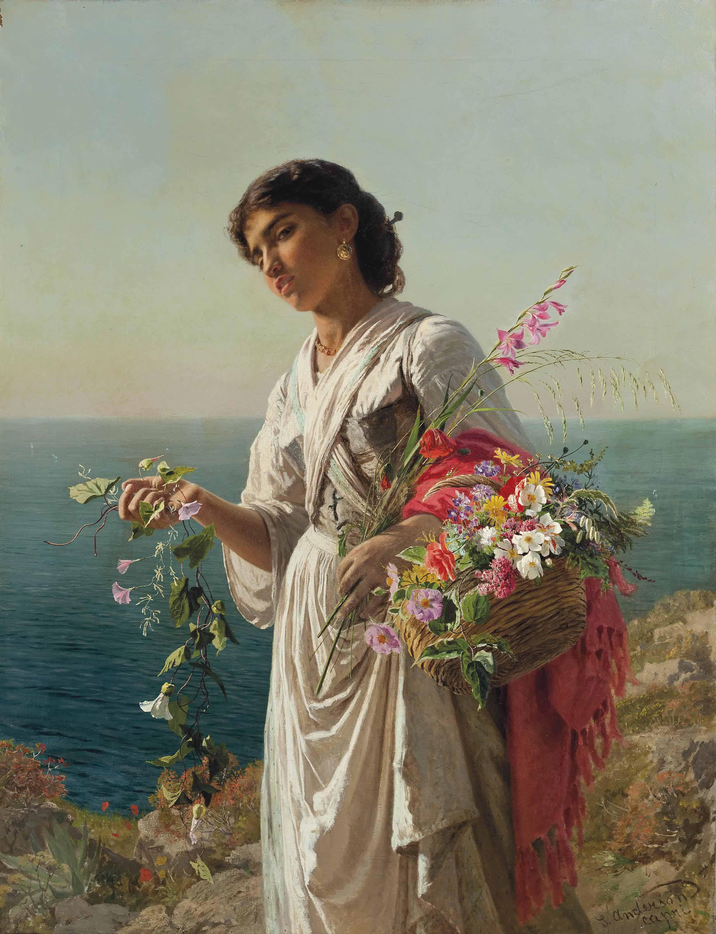 Sophie Anderson - The flower girl, Capri