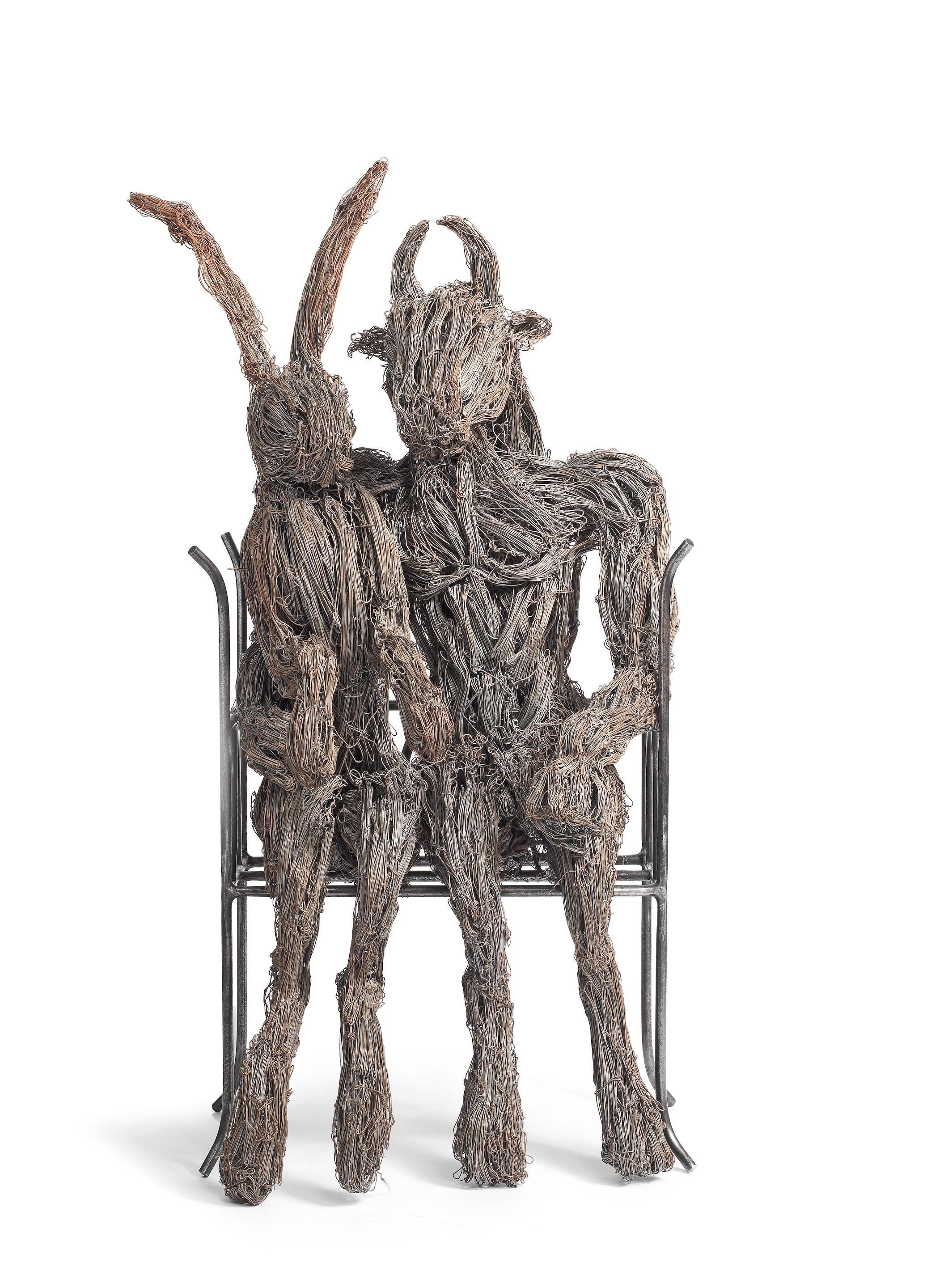 Sophie Ryder - Minotaur and Hare on a Bench