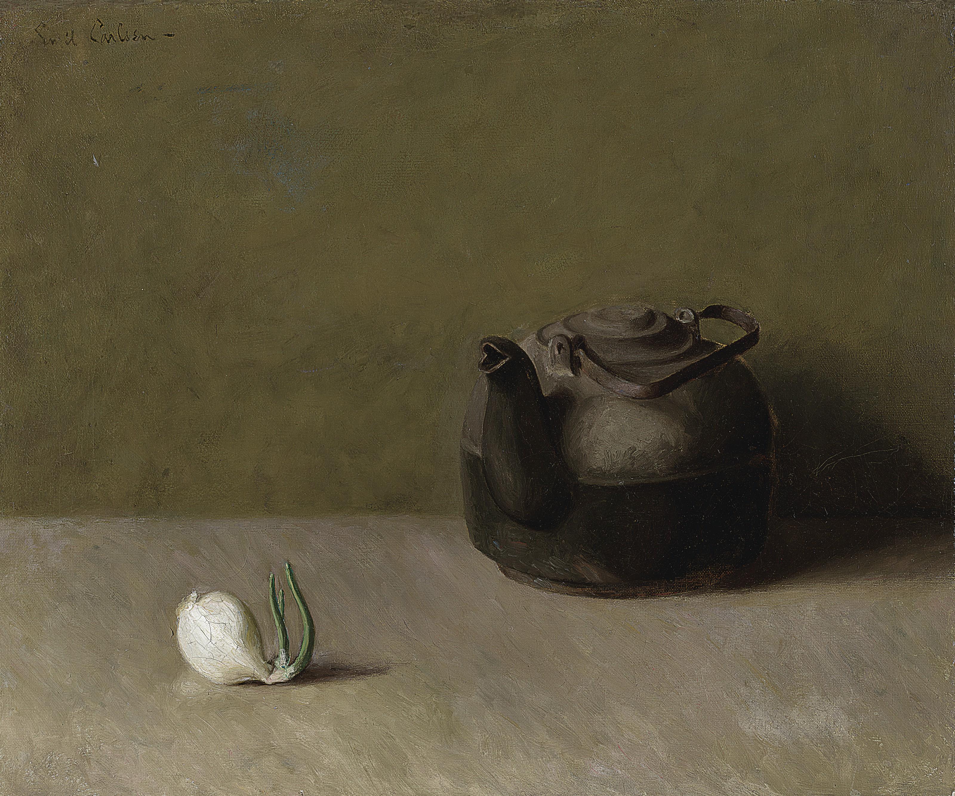 Soren Emil Carlsen - Still Life with Teapot and Onion