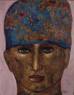 Souad Mardam Bey - Untitled (Woman with a blue headscarf)