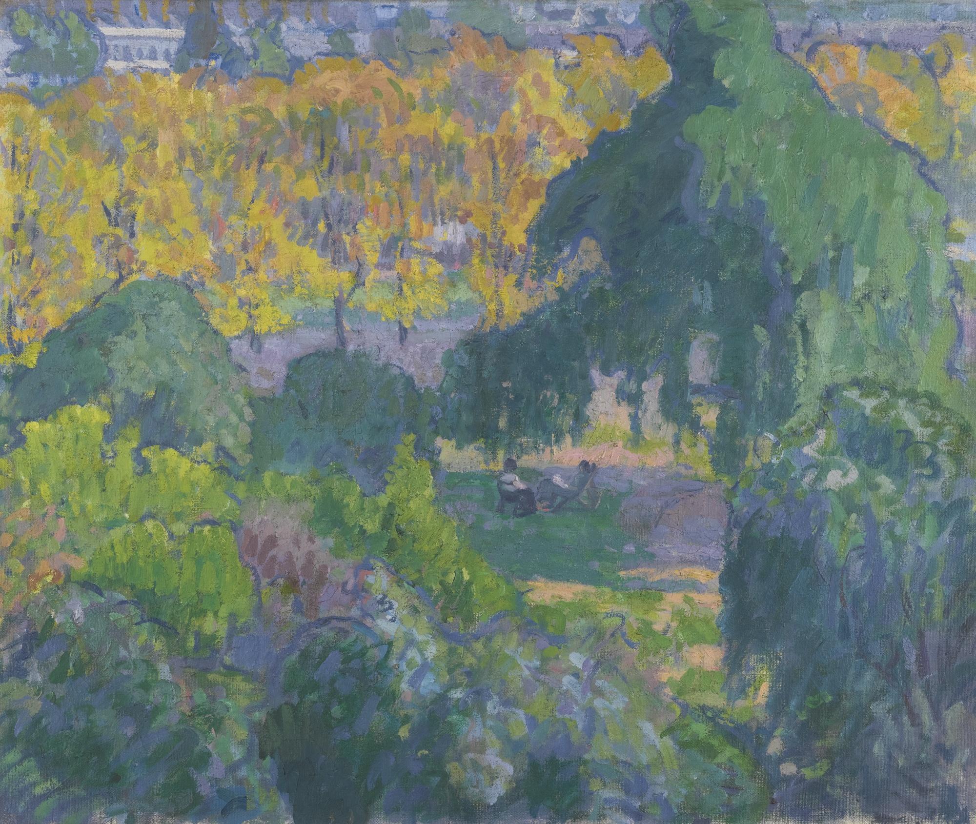 Spencer Frederick Gore - A Garden Square In Camden Town 