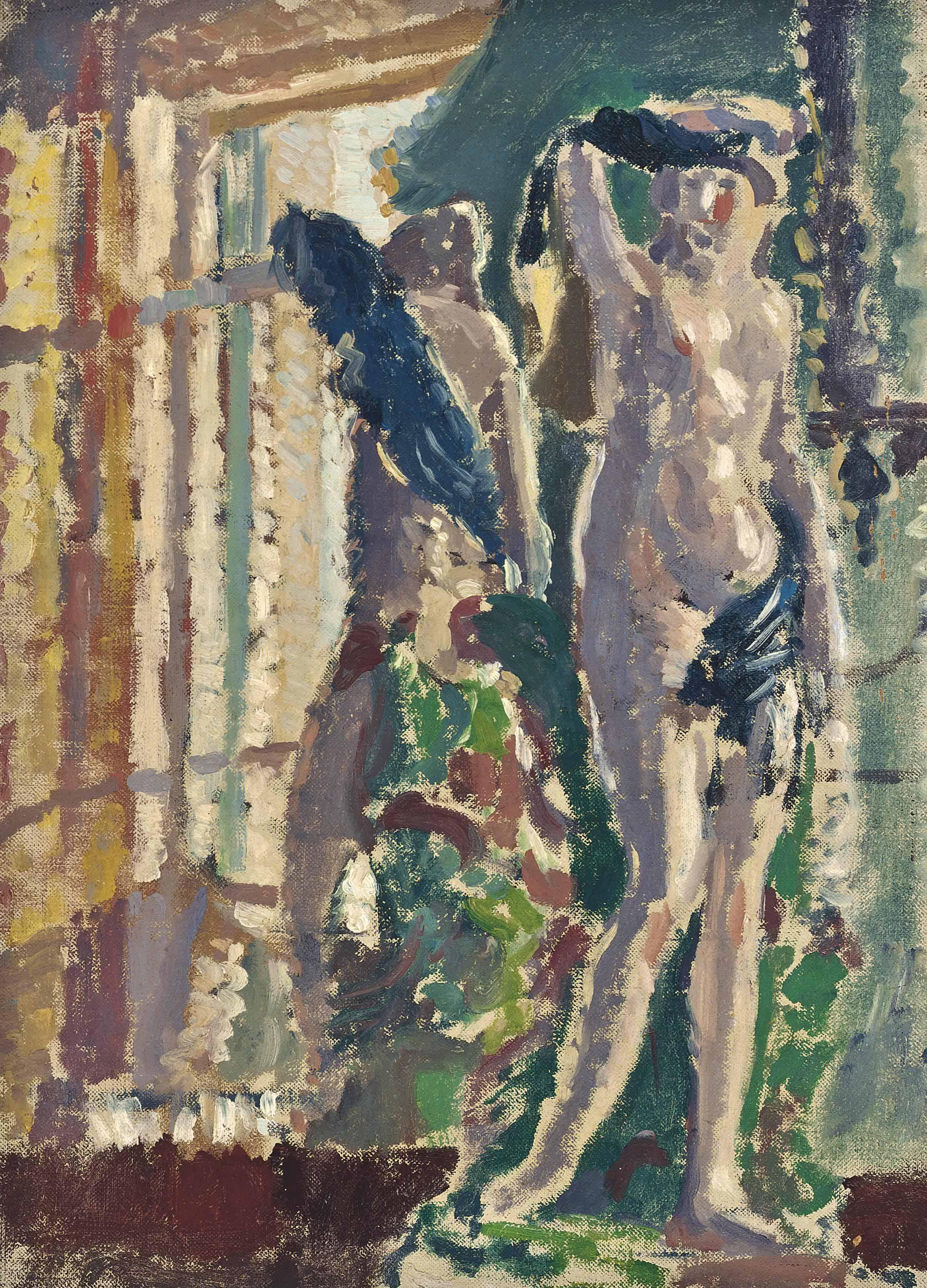 Spencer Frederick Gore - A porcelain figurine by a mirror