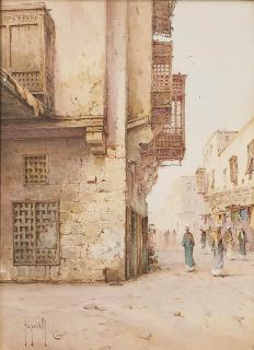 Spyridon Scarvelli - A bustling Cairo street