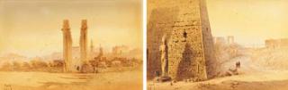 Spyridon Scarvelli - A ruined temple, Egypt; and Ruins by a Port