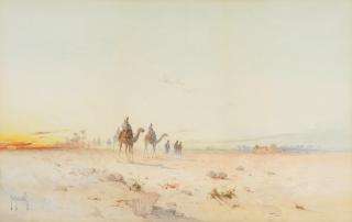 Spyridon Scarvelli - Camel riders crossing the desert, a set of two