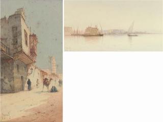 Spyridon Scarvelli - On The Nile At Dusk; And Cairo Street Scene