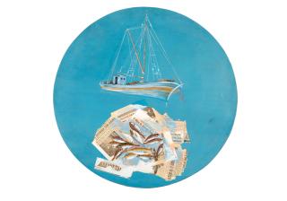 Spyros Vassiliou - Bateau de pêche diamètre 80cm(31 1/2in).